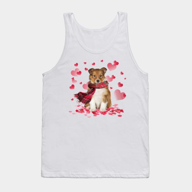 Shetland Sheepdog Hearts Love Happy Valentine's Day Tank Top by cyberpunk art